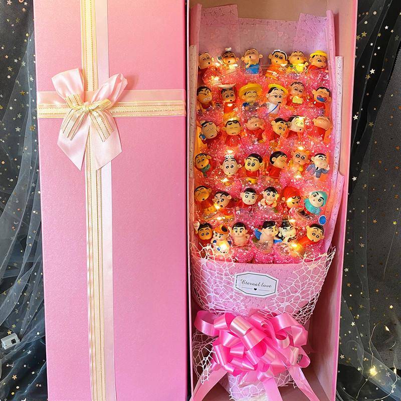 36蜡笔小新树脂公仔花束暖灯卡通花束生日毕业七夕情人节礼物