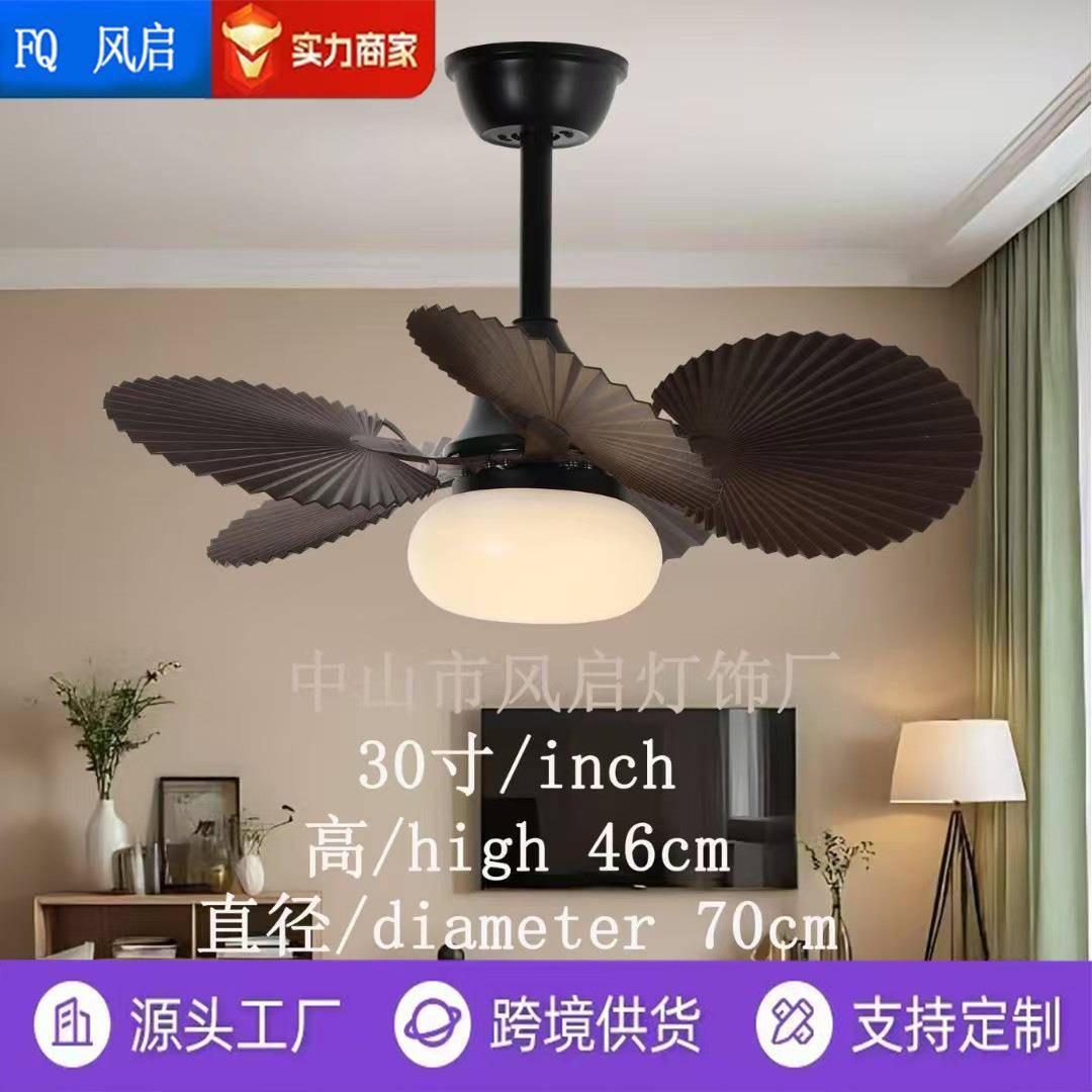 复古风扇灯2025新款餐厅中古风扇灯家用大风力跨境带灯风扇吊灯