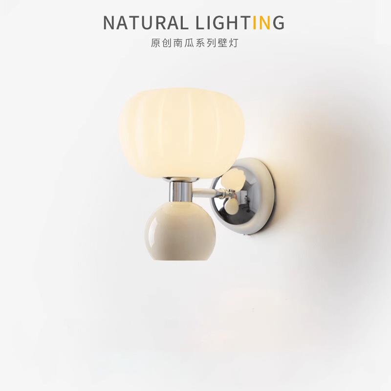护眼卧室床头南瓜壁灯法式复古奶油风客厅背景墙儿童书房间氛围灯