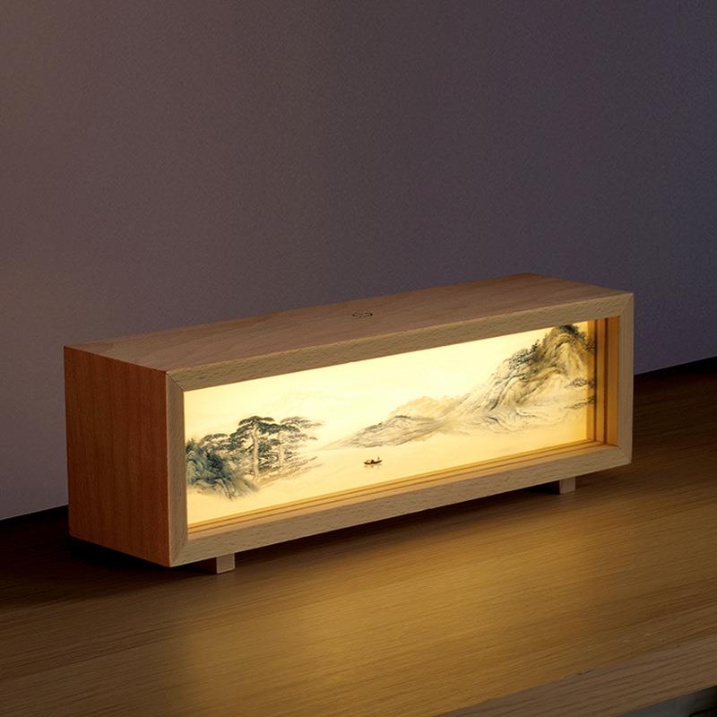 灯光画小夜灯USB充电创意礼品木质拍拍灯客厅桌面艺术摆件氛围灯