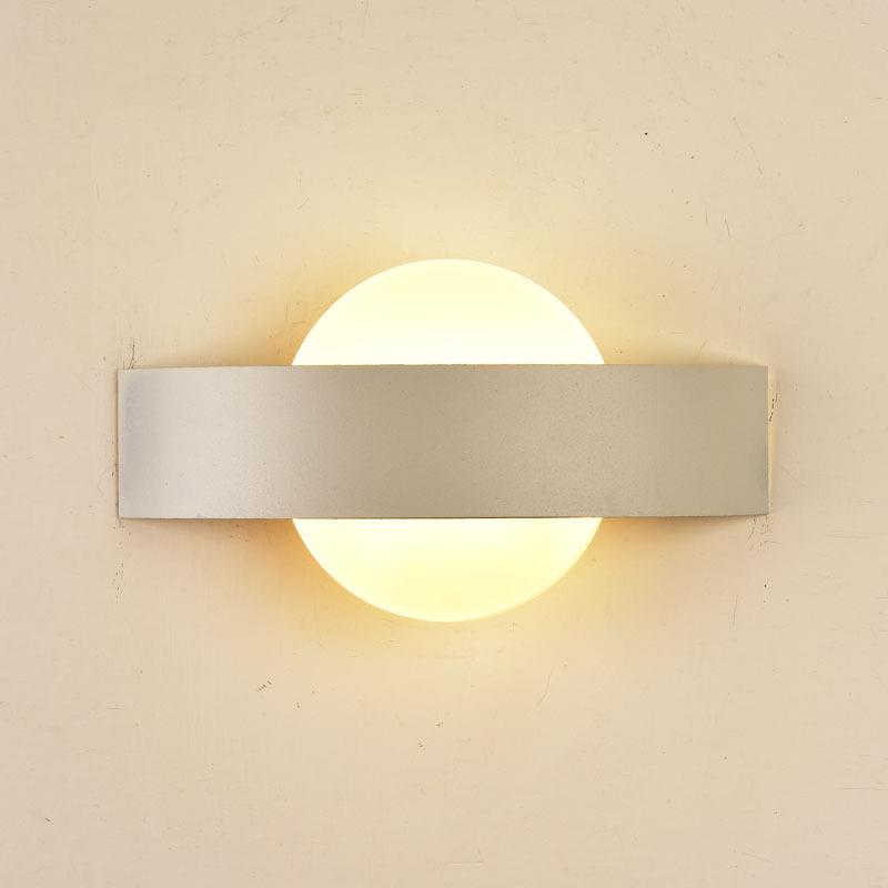 床头灯现代简约个性led壁灯客厅过道背景墙灯圆形北欧卧室灯节能