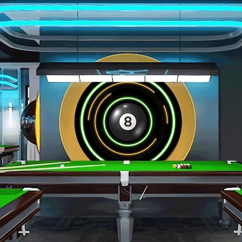 台球厅氛围灯挂画桌球室led发光装饰画黑八台球室俱乐部霓虹灯画