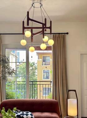 意大利Porada ASTRA侘寂风餐厅名宿客栈店铺镂空方形实木架吊灯