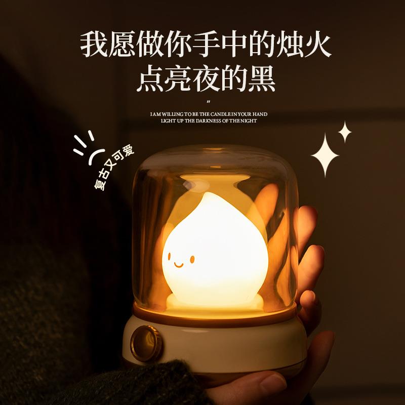 复古摆件油灯小夜灯卧室睡觉婴儿喂奶护眼睡眠充电儿童宿舍床头灯