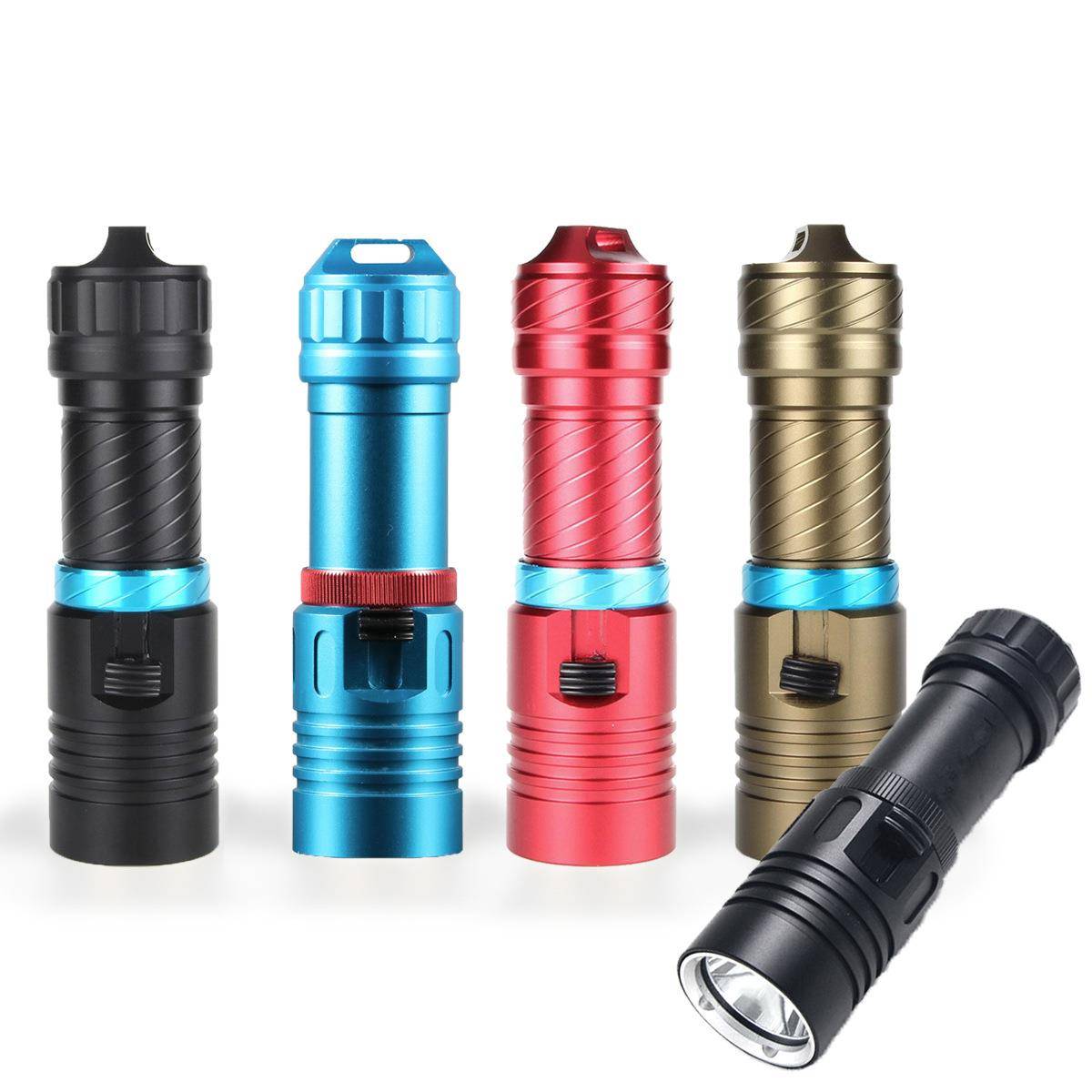 DX1专业迷你便携强光L2潜水手电筒T6户外多功能水下照明潜水手电