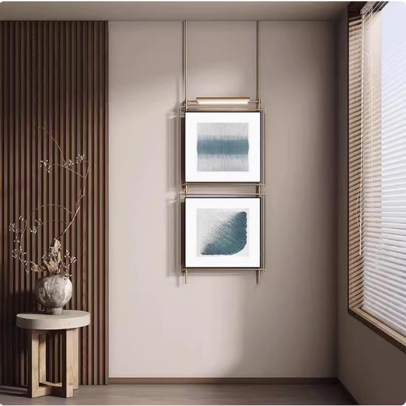 高级感墙面装饰画挂件墙壁灯客厅餐厅玄关走廊金属杆挂画酒店定制图片