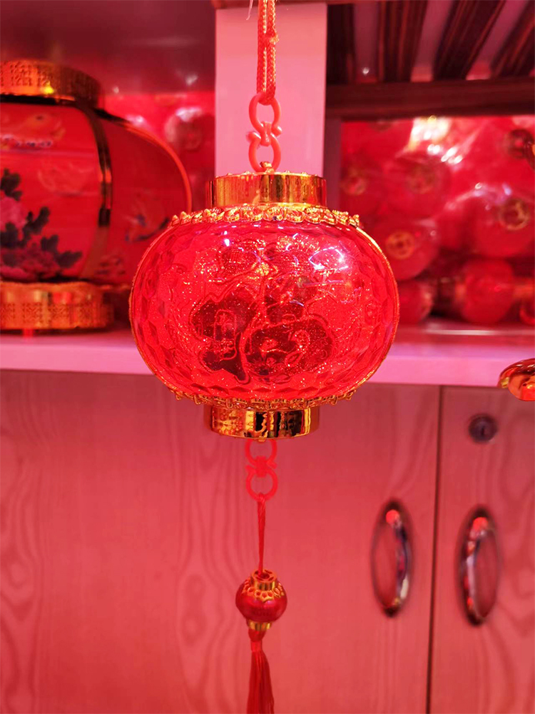 儿童节61发光灯笼儿童手提灯笼水晶福字电池吊灯小红色宫灯道具