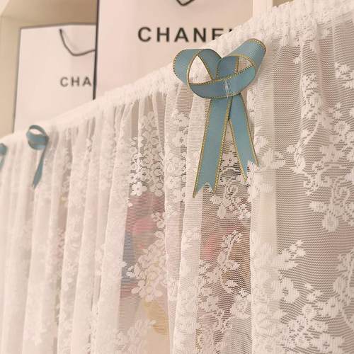 蝴蝶结门帘幔头帘半帘柜子遮挡帘衣柜门衣帽间防尘帘遮丑梦幻纱帘