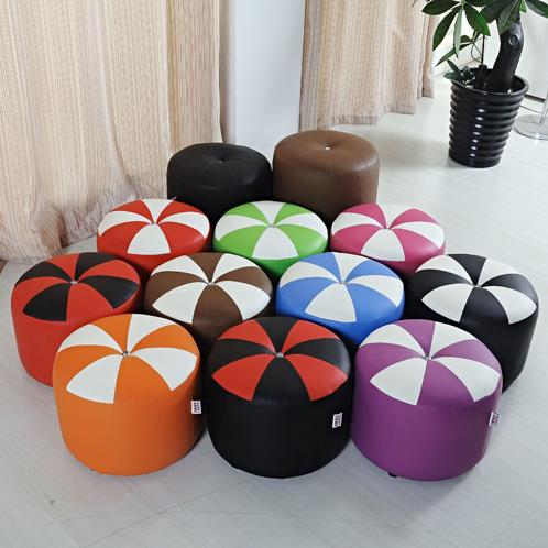 穿鞋沙发凳子换鞋凳圆田园皮凳脚踏圆凳居家坐墩矮凳搁脚凳小皮凳