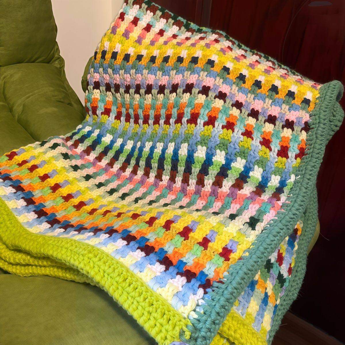 彩色条纹手工编织毛毯DIY材料包毛线钩织彩虹毯氛围感盖毯送朋友,服饰配件/皮带/帽子/围巾,DIY编织材料包,淘宝优惠券,粉丝福利购,淘宝优惠卷