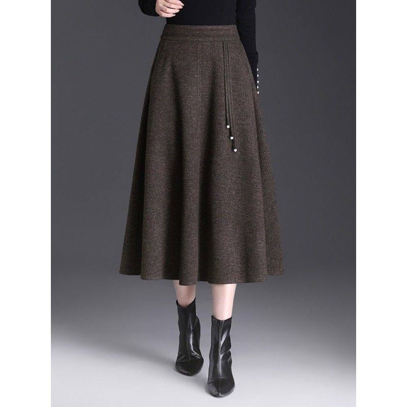 毛呢半身裙女秋冬长裙子2024新中式高腰半裙显瘦伞裙大摆a字裙,女装/女士精品,大码半身裙,淘宝优惠券,粉丝福利购,淘宝优惠卷