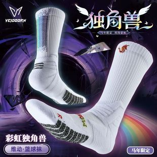 维动彩虹独角兽篮球袜实战专业篮球袜毛巾底长筒秋加厚跑步运动袜