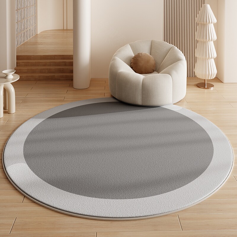 圆形地毯客厅沙发椅子脚垫轻奢高级感卧室床边毯家用隔音灰色地垫