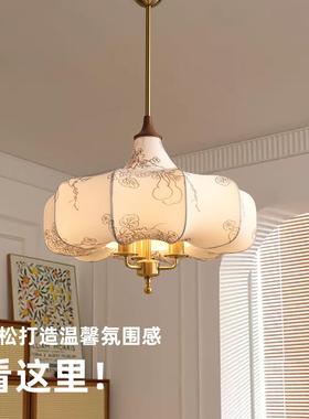 法复古卧室吊灯花布艺灯中古47502风书房衣帽间南洋纹式式美灯餐