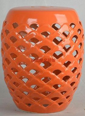 美式乡村陶鼓中式镂创意空鼓椅鱼54011鳞凳片陶瓷凳圆凳梳妆瓷凳