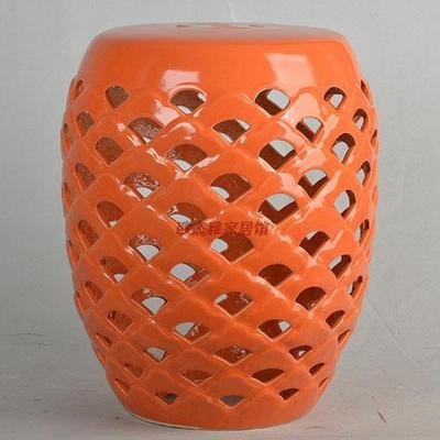 美式乡村陶鼓中式镂创意空鼓椅鱼54011鳞凳片陶瓷凳圆凳梳妆瓷凳