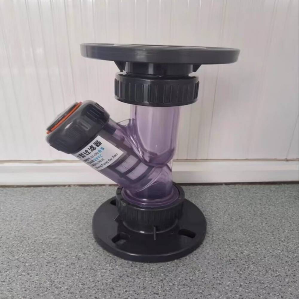 UPVC法兰塑料Y型过滤器工程深灰色化工级污水管式y型耐腐蚀过滤器