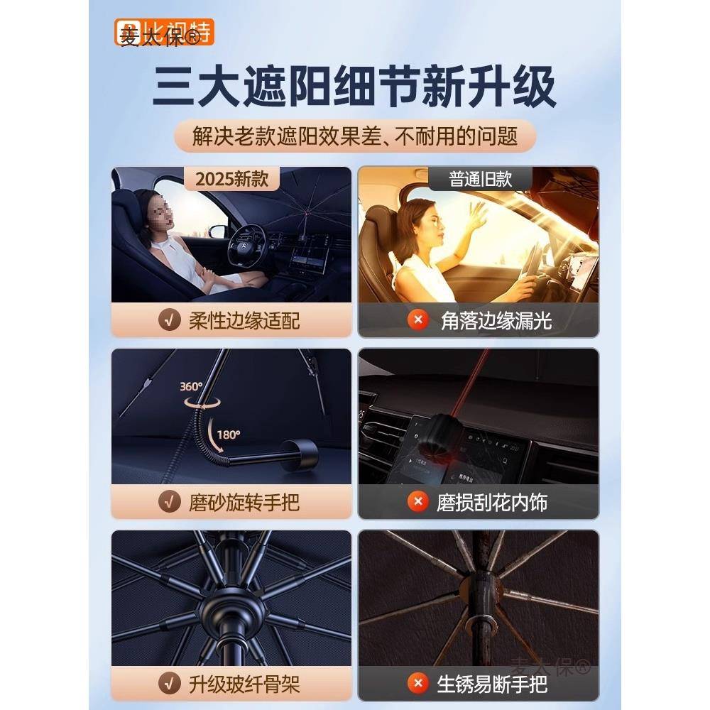 汽车遮阳前伞挡20车25新款小车挡风ODD玻璃防隔晒热内专用窗帘麦