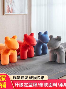 木马儿童发创网意网IMQ红座椅动物懒人沙发椅客厅小红马椅卡通沙