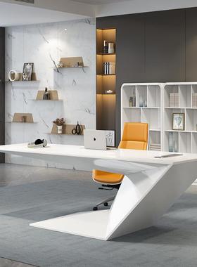老板办公桌烤漆大班台脑时尚女士桌子简约现MEL-066总代电桌裁理