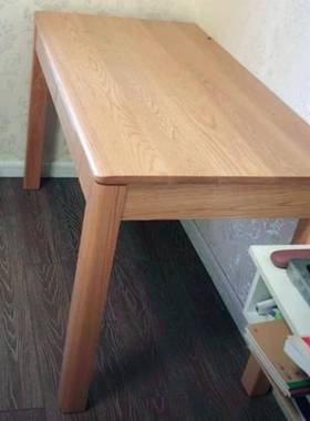 cs纯桌实木餐中新式书桌原木电413脑桌初中生字学习桌橡木办公写