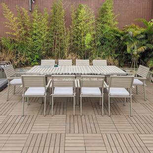 庭户院外墅院子露天伸缩餐室桌椅别大塑木防水外长桌组876合花园