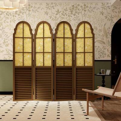 法式复古屏风风隔断美式客店厅厅酒展中古花蔓装饰0709移动折叠折