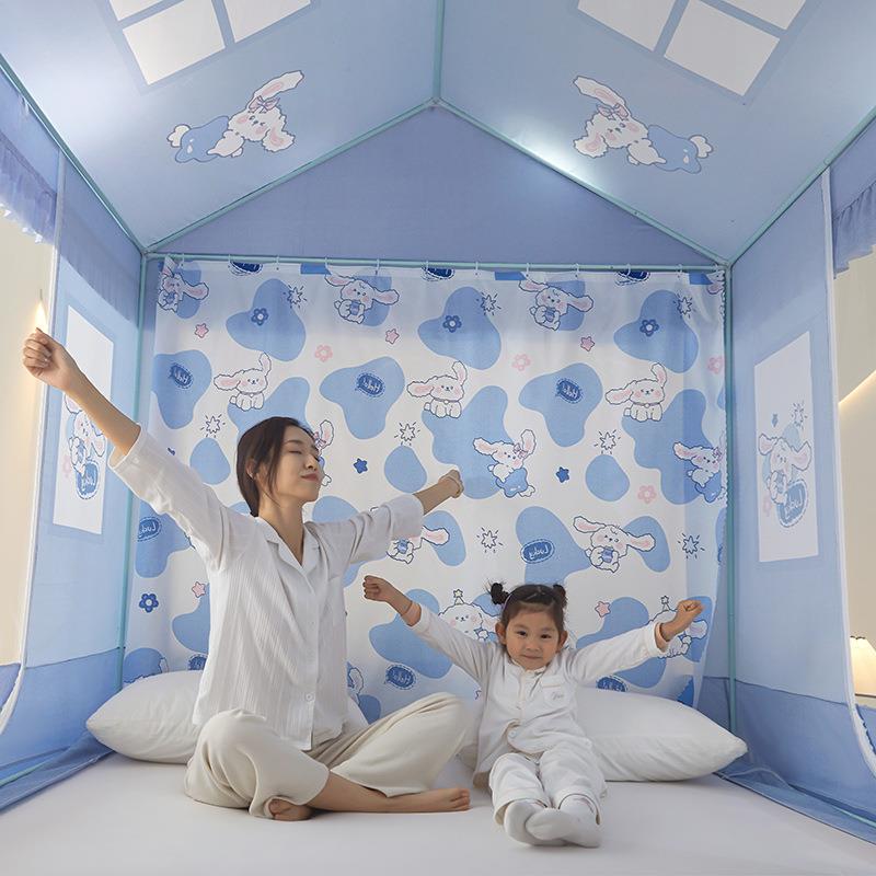 床2025城堡款A类儿童遮光帘三开门2505坐式蚊床帐家用卧室防掉新1