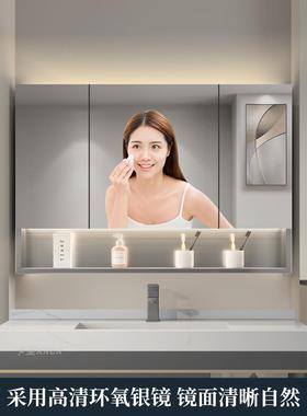 cs不锈钢浴室镜柜挂智带灯卫生间镜单独墙式带置能461物柜架小户