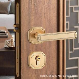 厂家直销中式房间72F256磁吸门锁卧室仿静古分体门把手家用通音用