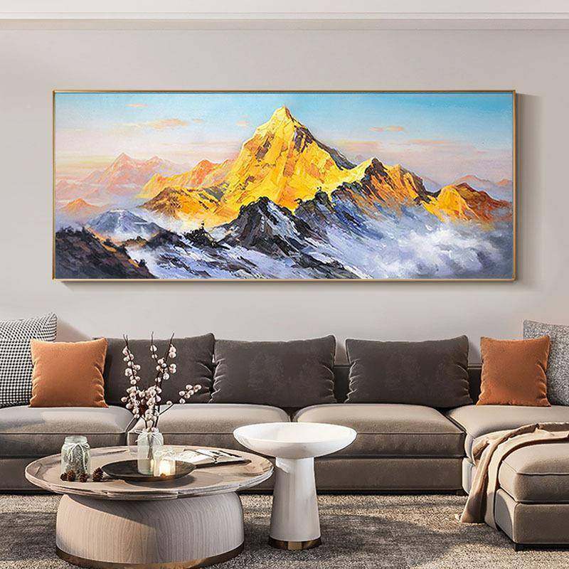 背有靠山手绘厅肌约理油画客抽象AL202204简轻沙奢壁画发背景装饰