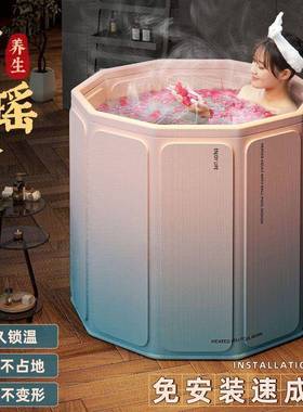 泡澡桶可折叠浴长免形洗澡ILY桶儿童方浴盆全身缸安装家用折叠泡