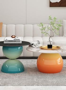 茶几客厅20圆2S121925款简约创合意茶几组奶油风岩板新家用形茶几