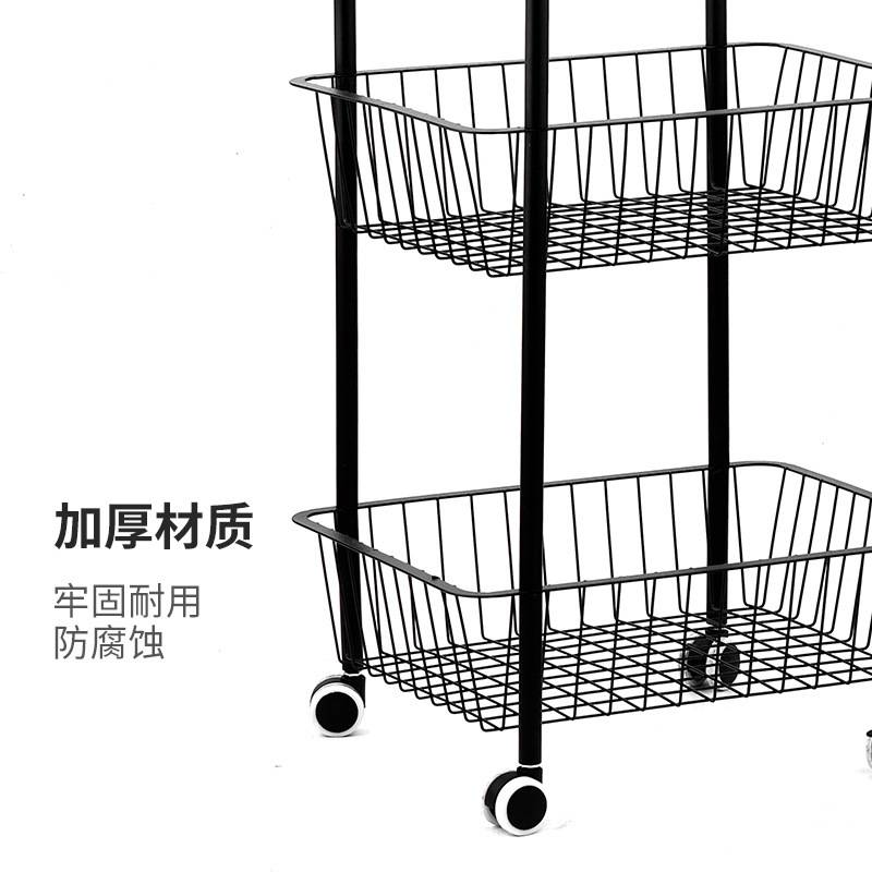 跨境亚马逊厨房收纳架夹缝推车可移动收纳篮铁艺三层置物架小推车
