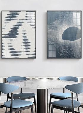 面现代简饰客厅装画抽象线条QX202112蓝白沙发背景画公约千寓卧室