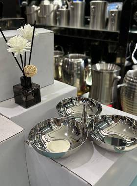 心304不锈钢点碟企鹅架形提手三头LPY-2301小食果碟高档餐酒吧坚