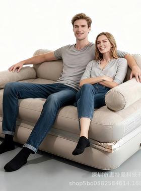 厂家货充气沙发床PVC绒户外折自动充气便叠携五合84729一沙现发植