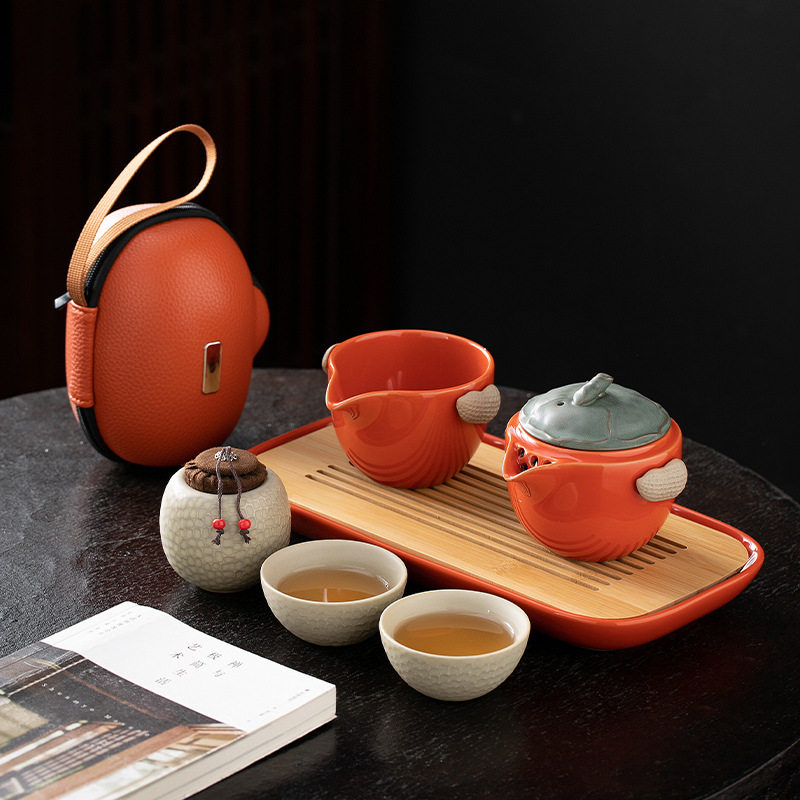 便携汝窑旅行茶具套装快客杯