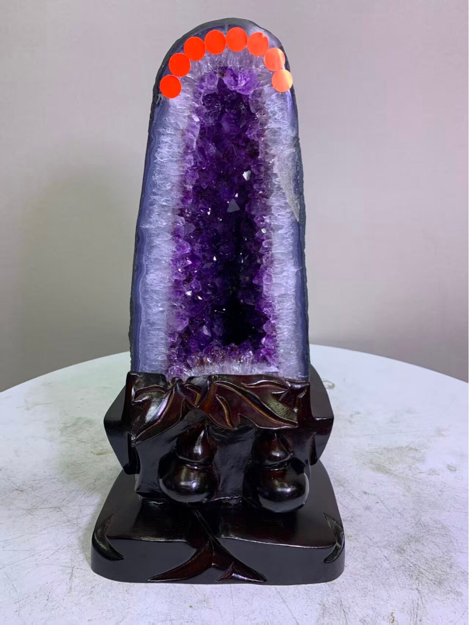 巴西乌拉圭天然紫水晶洞钱袋子原石晶簇龙蛋紫玛瑙聚宝盆居家摆件