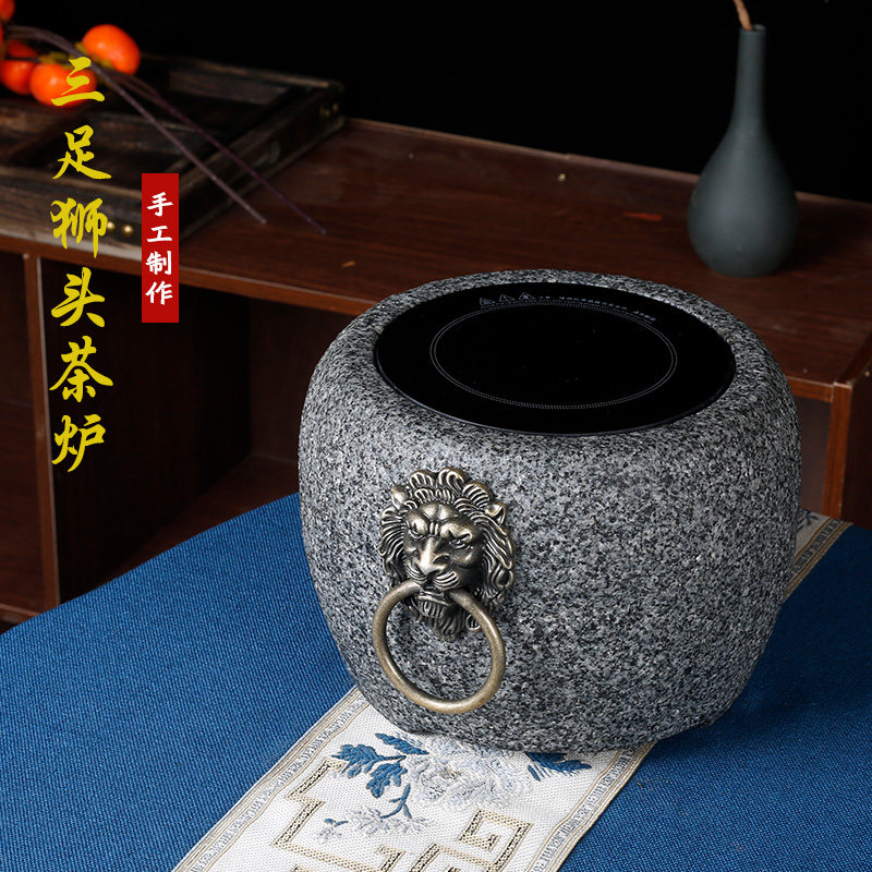 复古姹寂风围炉煮茶炉家用老石臼手工石头户外电陶炉碳炉火两用款,餐饮具,煮茶炉,淘宝优惠券,粉丝福利购,淘宝优惠卷