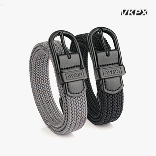 2.5cm编织微弹自动调松紧长短针扣腰带男女同款 休闲有光丝皮带