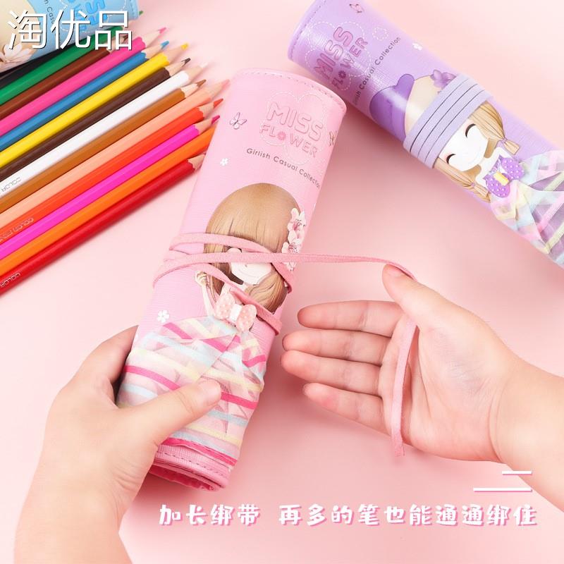 速发花花姑娘大容量卷笔袋小学生孩简约笔帘铅笔袋学生文具用品