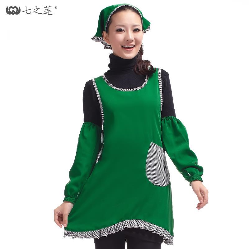 速发韩版时尚奶茶店咖啡店母婴厨房家用围裙套装围腰+袖套+头巾四