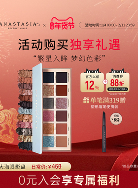 美国Anastasia/ABH星辰大海眼影盘12色哑光珠光粉质细腻百搭自然