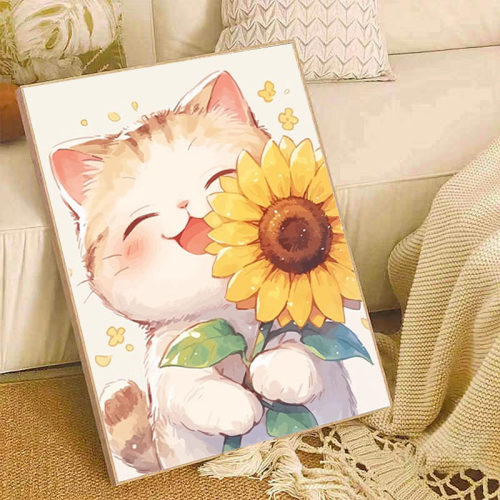 可爱猫咪钻石画2026新款手工diy贴画十字绣带框客厅装饰儿童礼物