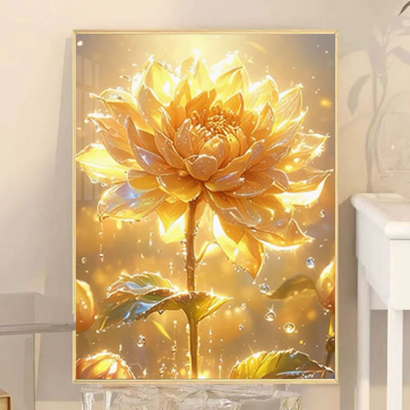 2026新款钻石画金花招财手工diy砖石贴画5d带框十字绣客厅装饰