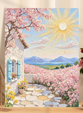 2026新款钻石画春日樱花高颜值手工DIY钻石贴钻画满钻带框画客厅