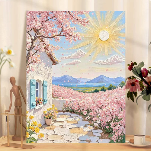 2026新款钻石画春日樱花高颜值手工DIY钻石贴钻画满钻带框画客厅
