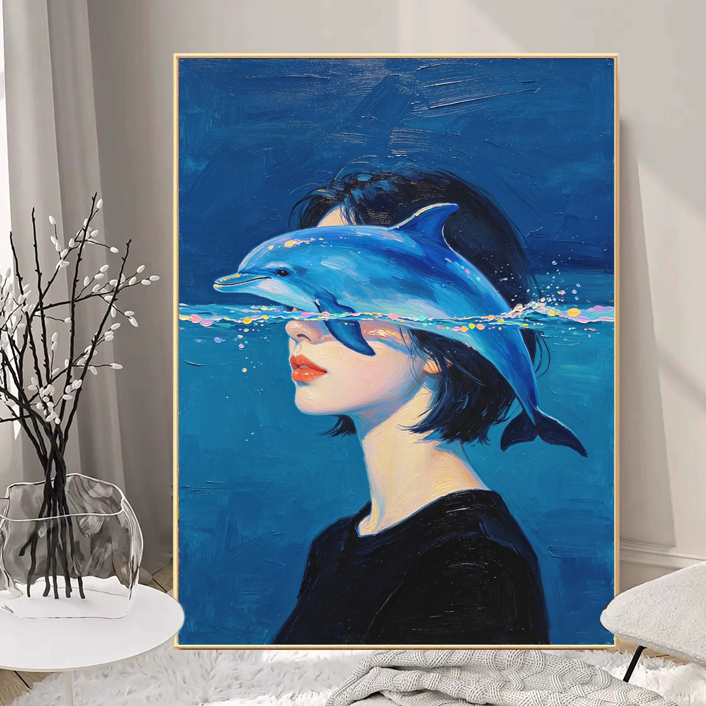 2026新款钻石画海豚少女高颜值手工DIY粘贴钻画5d满钻十字绣客厅