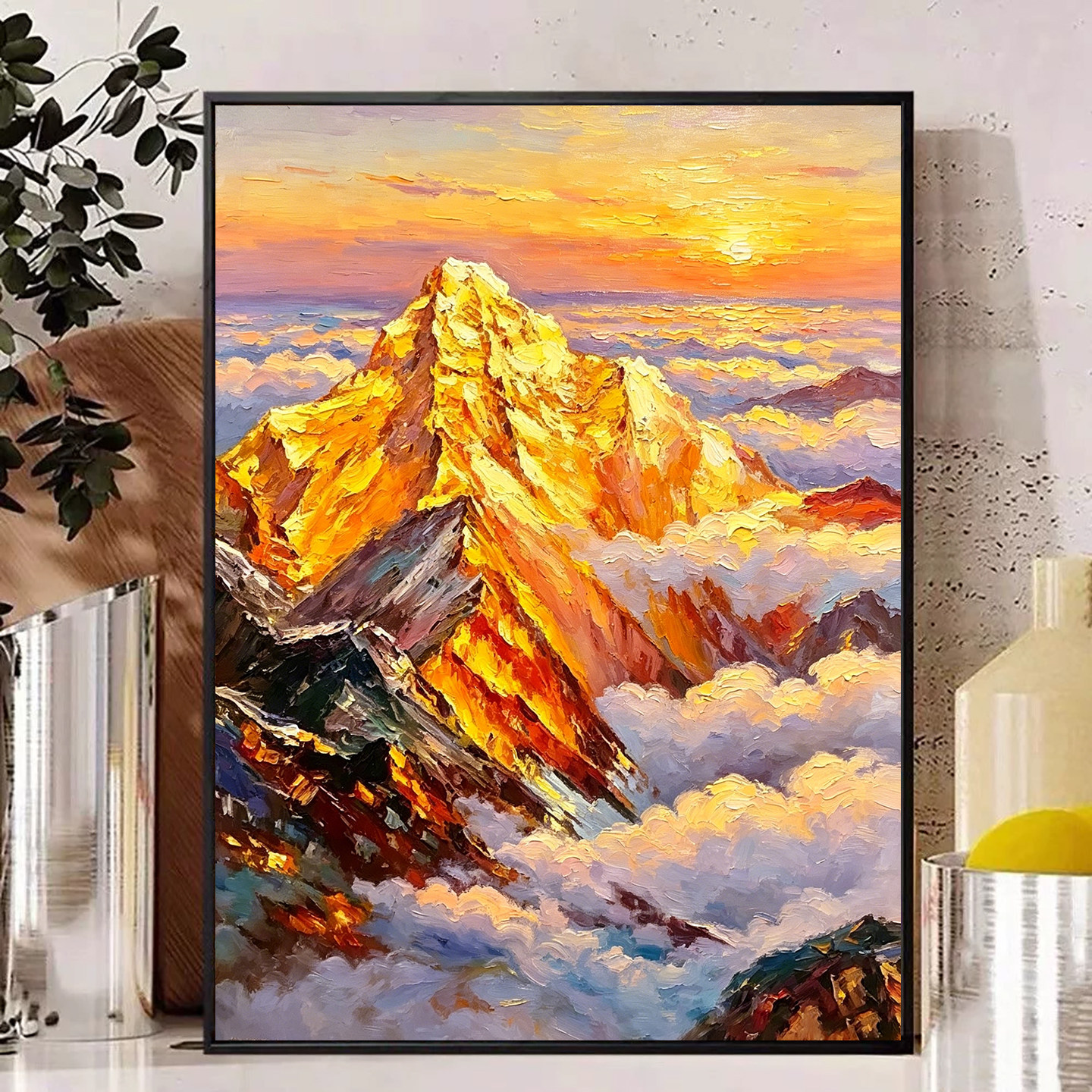 2026新款钻石画日照金山高难度手工DIY贴钻画5d满钻带框客厅装饰图片